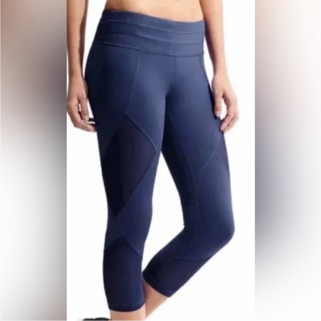 Athleta Sonar Mesh Capri In Iron Blue Small Tall